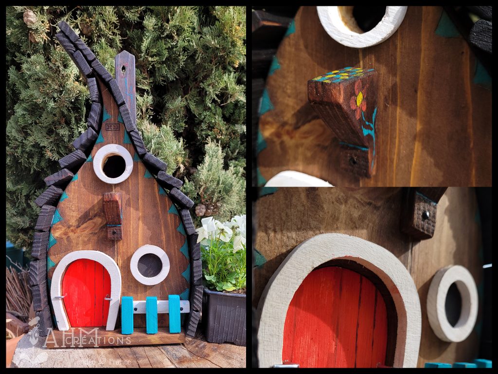 Nichoir Oiseaux en forme Feuille (bleu) • 69.00€ • © AHM Créations